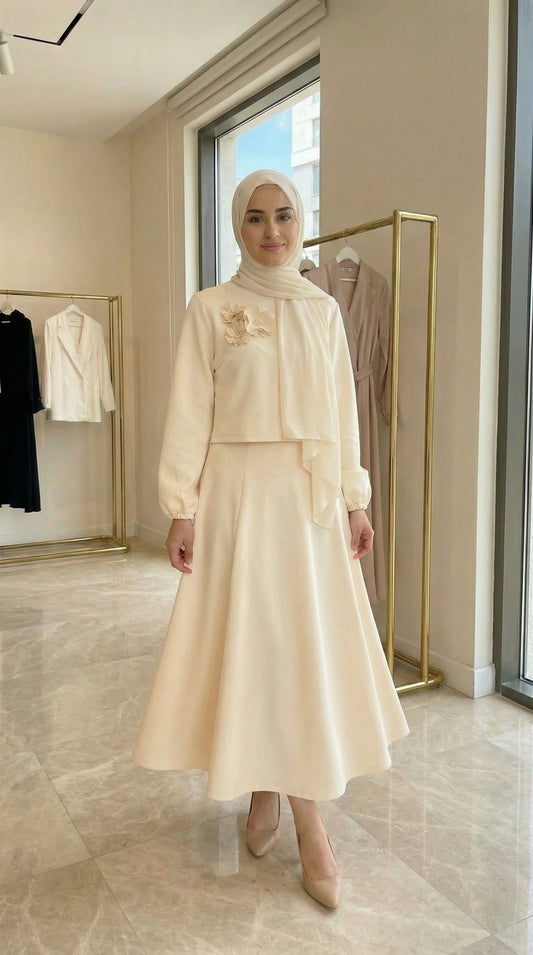 Anka Ekru Gül Detaylı Takım