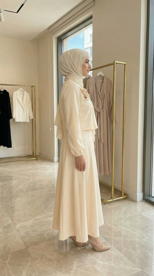 Anka Ekru Gül Detaylı Takım