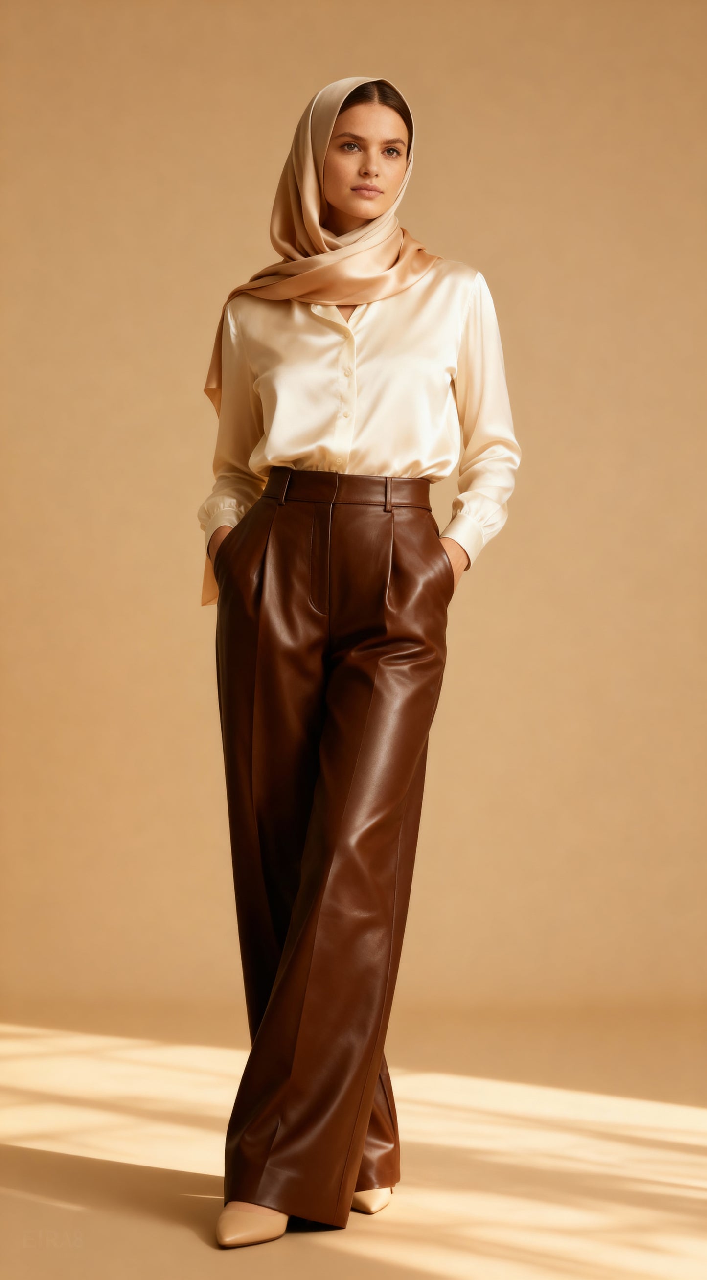 Asel Kahverengi Deri Pantolon