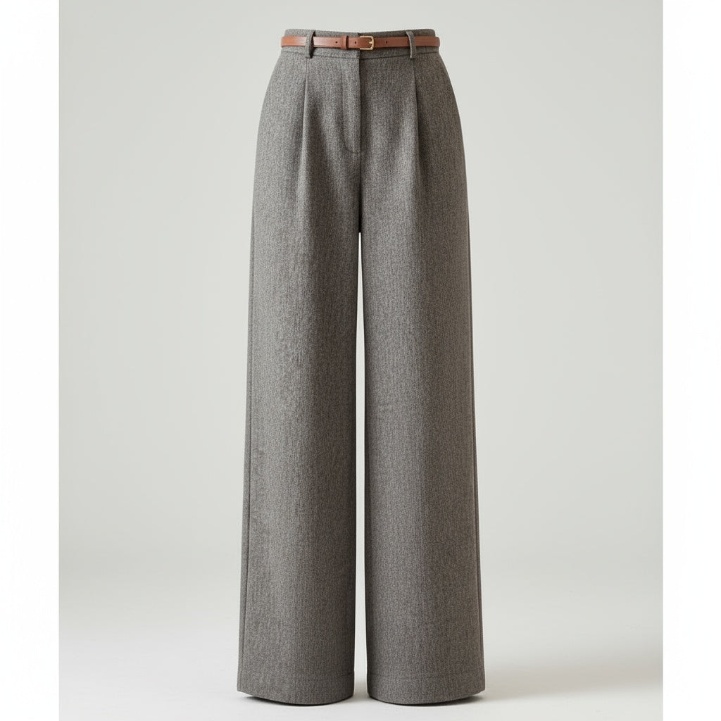 Alaca Gri Palazzo Kumaş Pantolon (kemer hediyeli)