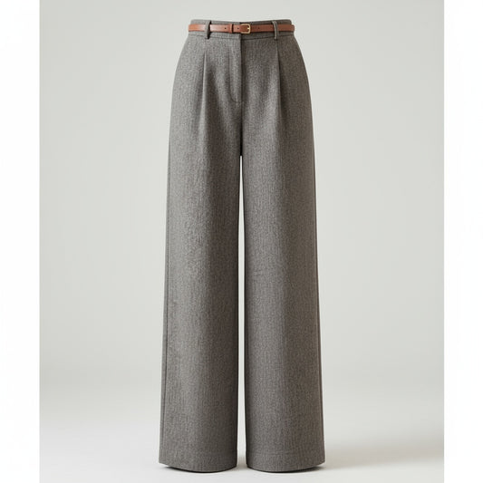 Alaca Gri Palazzo Kumaş Pantolon (kemer hediyeli)